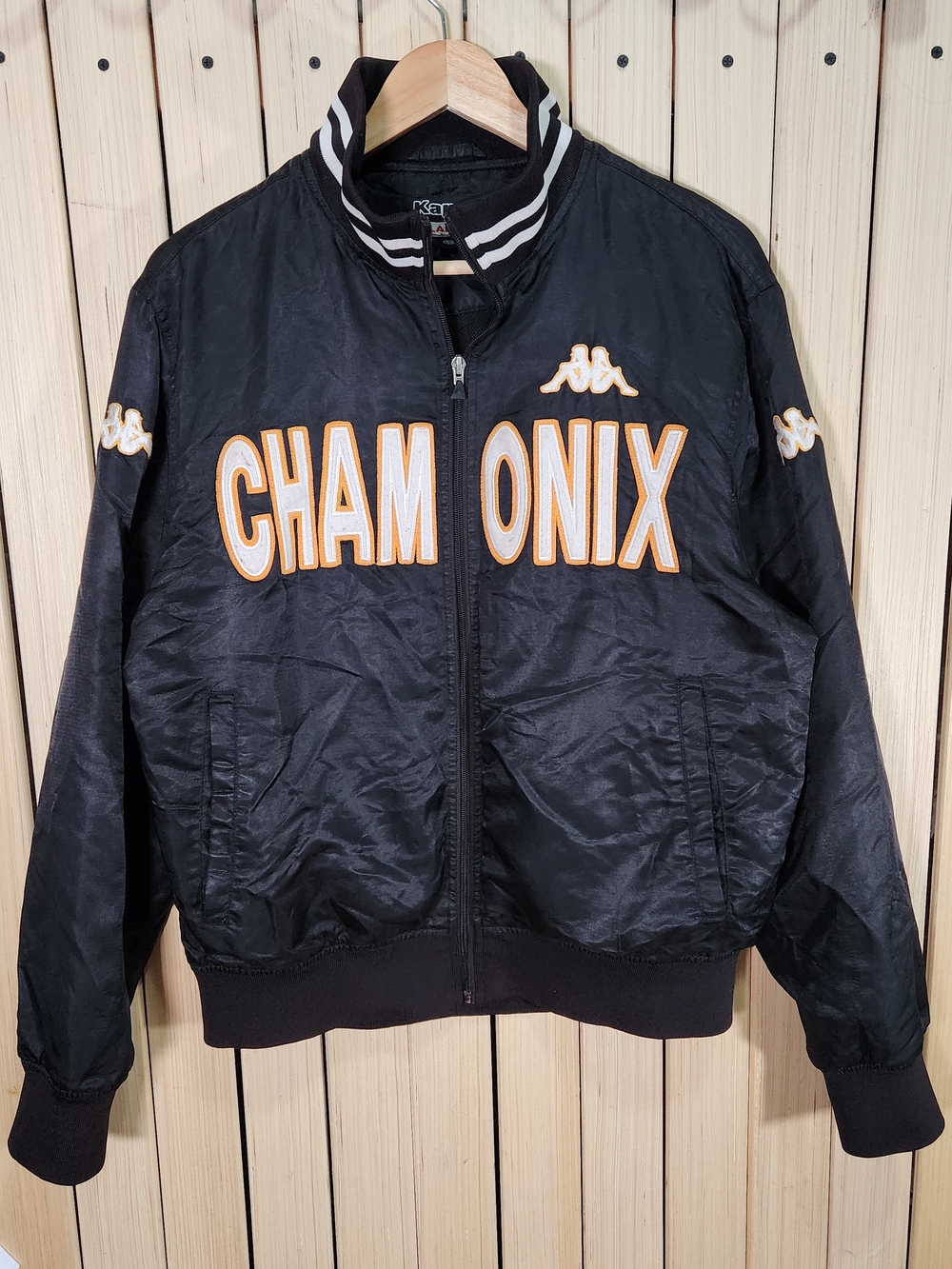 Kappa Varsity Bomber Jacket. Retro Style In Black